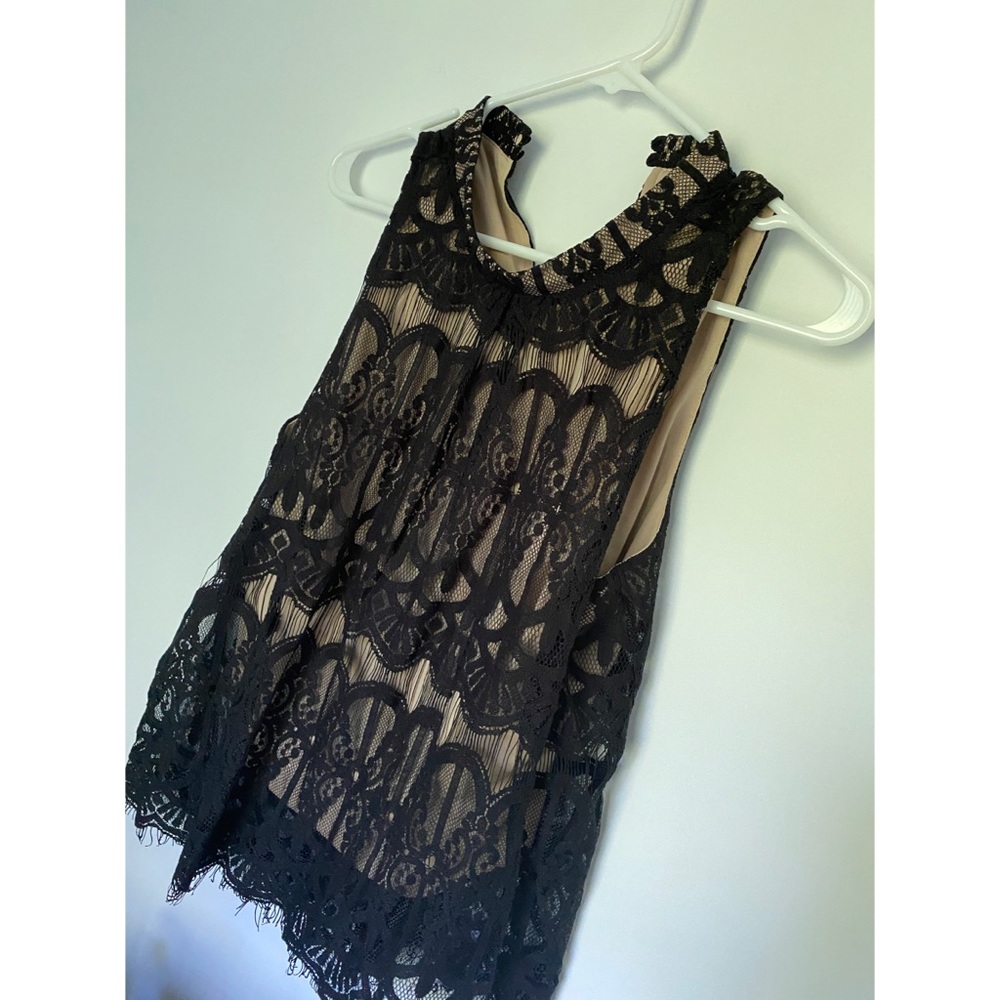 Love, Fire Mock Neck Lace Top